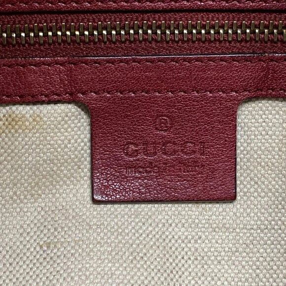 Auth GUCCI Miss GG/GG 323675 Dark Brown Beige Red Jacquard Leather Handbag - Picture 12 of 16